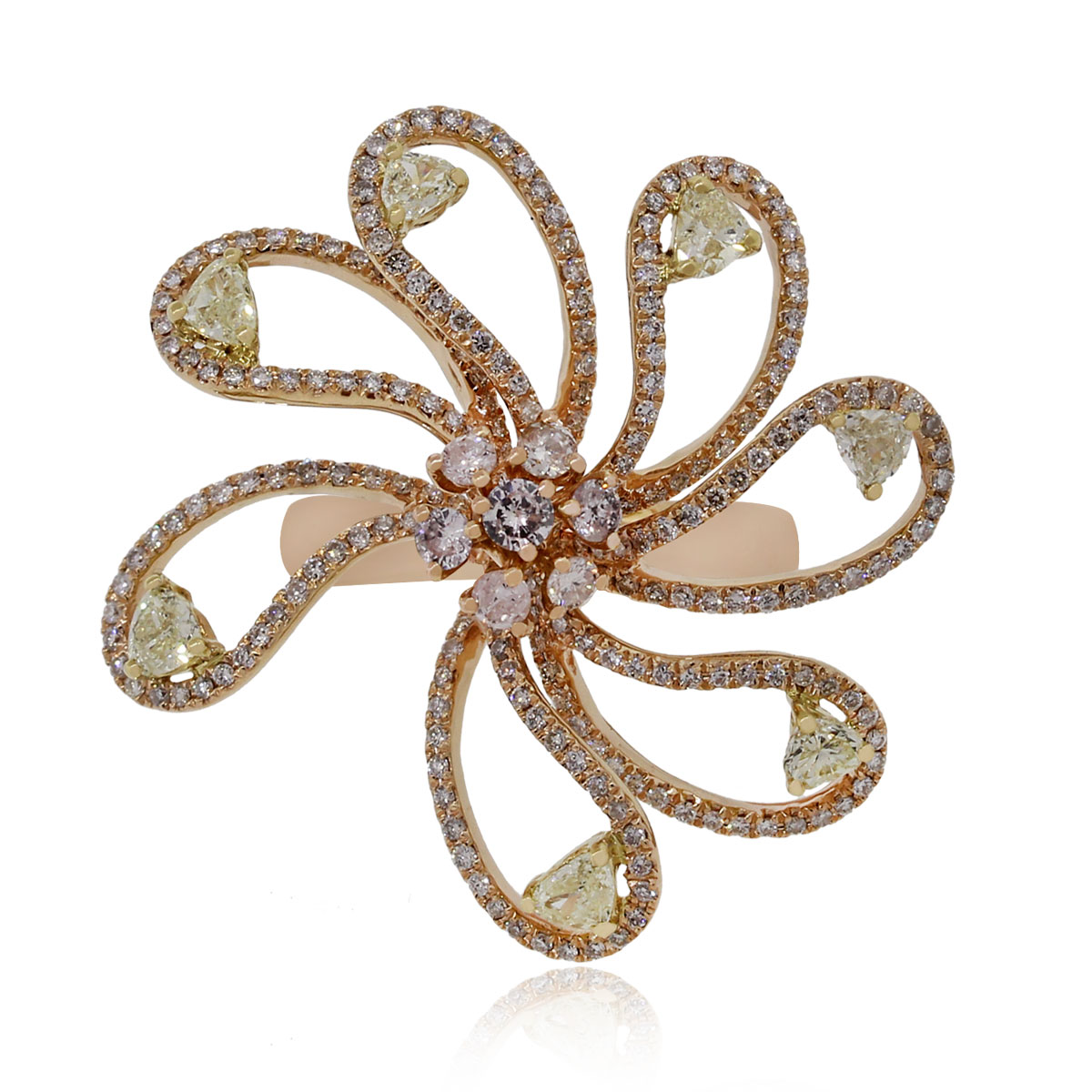 rose gold flower diamond ring - Diamonds By Raymond Lee