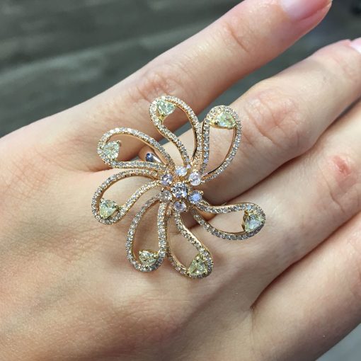 Rose Gold Diamond Flower Ring