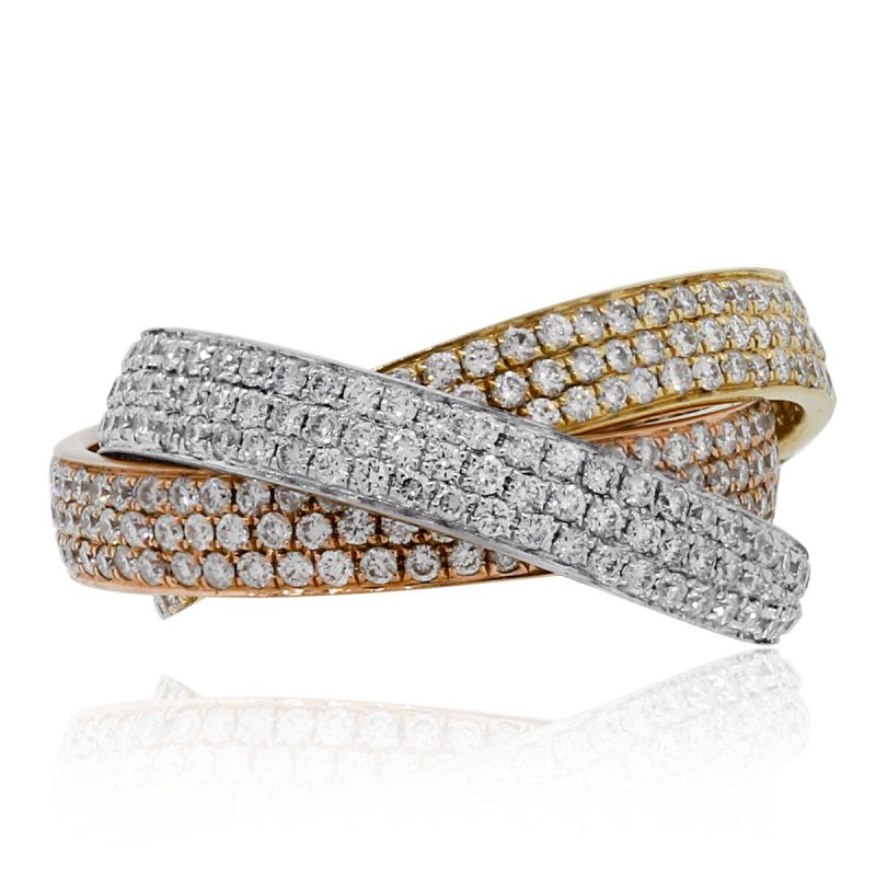Tri color gold diamond ring