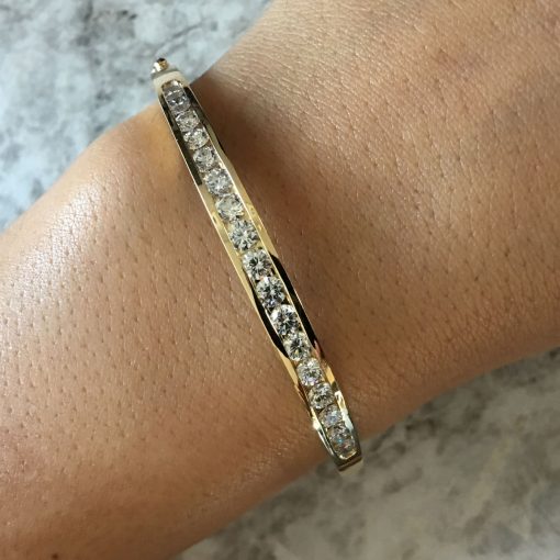 channel set diamond bangle bracelet