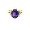 18k Yellow Gold 0.25ctw Diamond and Oval Amethyst Ring