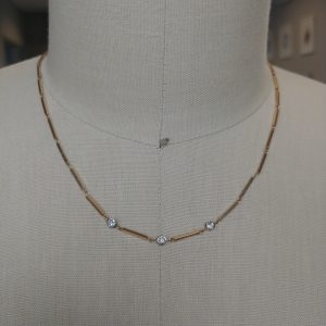 14k Yellow Gold 0.12ctw Diamond Bar Link Necklace