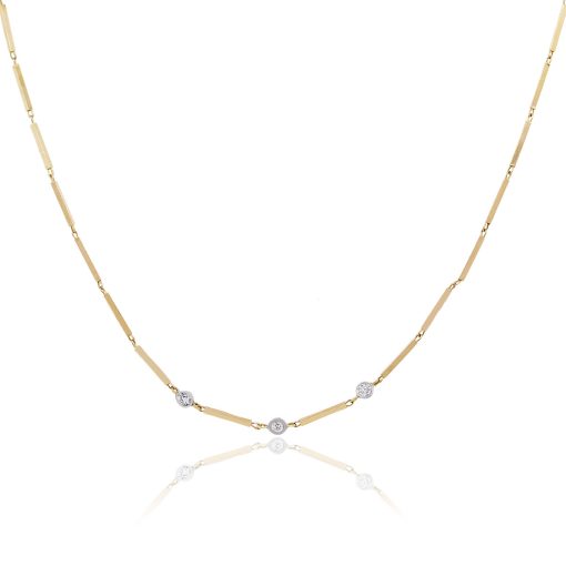 14k Yellow Gold 0.12ctw Diamond Bar Link Necklace