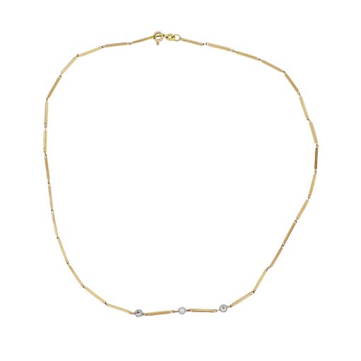 14k Yellow Gold 0.12ctw Diamond Bar Link Necklace