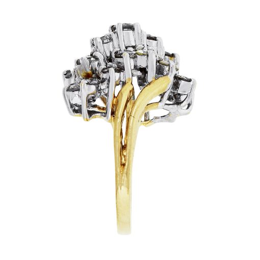 14k Yellow Gold 1.20ctw Round Brilliant Diamonds Cluster Ring