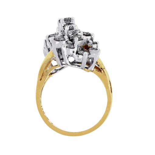 14k Yellow Gold 1.20ctw Round Brilliant Diamonds Cluster Ring