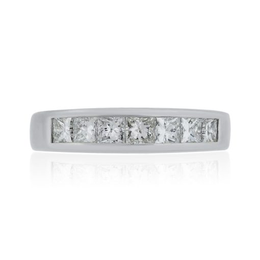 Platinum 0.70ctw Princess Cut Diamond Wedding Band