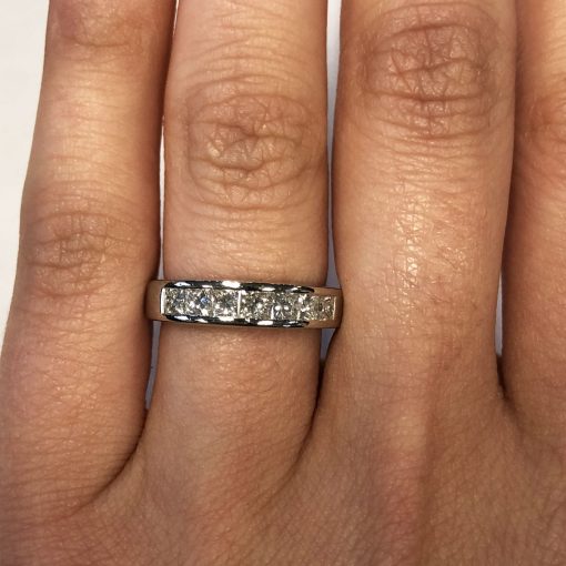 Platinum 0.70ctw Princess Cut Diamond Wedding Band