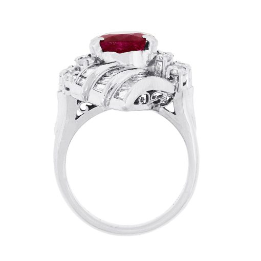 Platinum 3.97ct Cushion Cut Ruby and 1.84ctw Diamond Ring