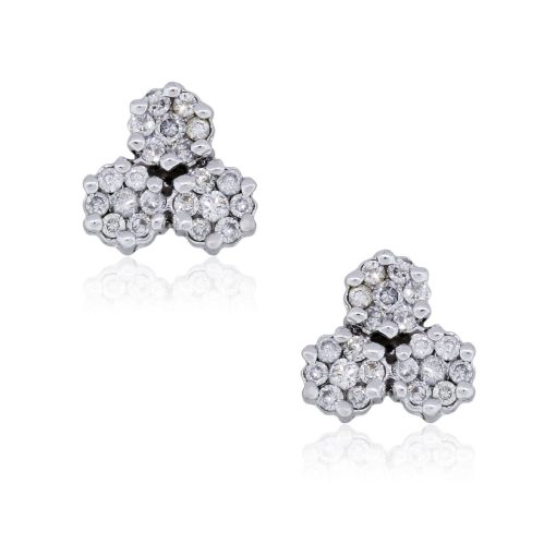 14k White Gold 0.65ctw Round Diamond Mosaic Earrings