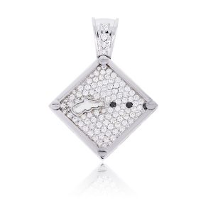 18k White Gold 3.14ctw IGL Certified Diamond Gun Pendant
