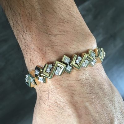 18k Jose Hess 1.80ctw Diamond Mens Bracelet