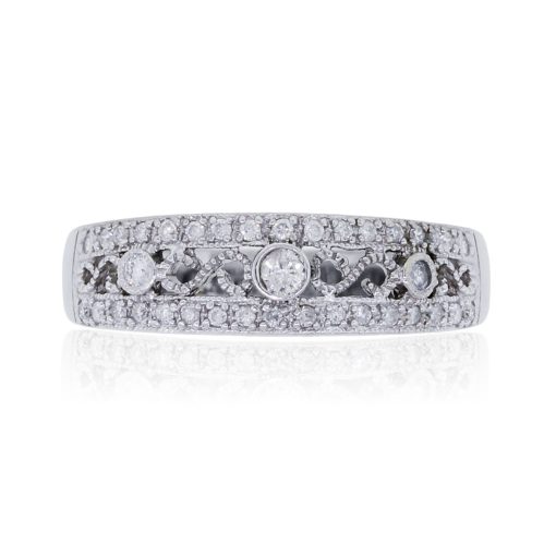 White Gold 0.25ctw Diamond Filigree Ring