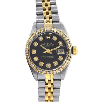 Rolex 69173 Datejust Two Tone Black Dial Ladies Watch