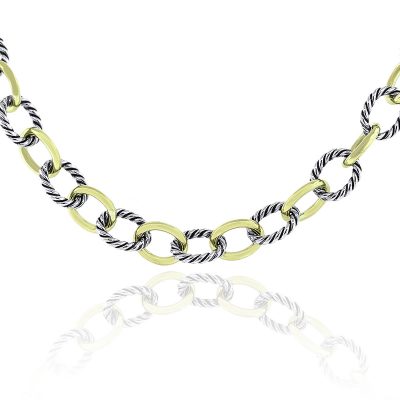 David Yurman Two Tone Medium Oval Link Chain Necklace