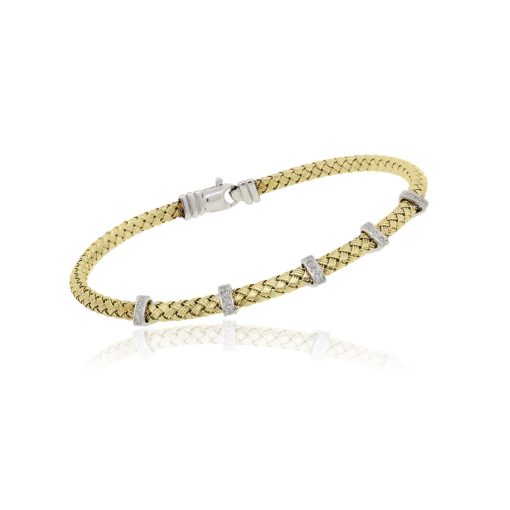 14k Two Tone Gold 0.50ctw Diamond Woven Bangle