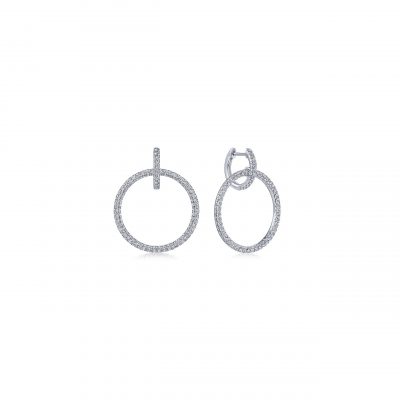 Gabriel & Co. EG13656W45JJ 14k White Gold 0.94ctw Diamond Huggie Earrings