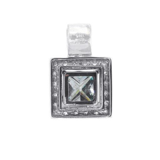 14k White Gold 1.51ct Fancy Blue Princess Cut Diamond Pendant