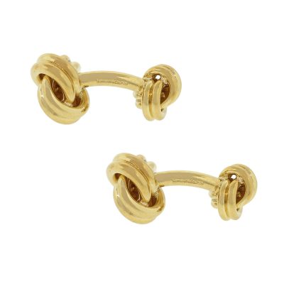 Tiffany & Co. 18k Yellow Gold Knot Mens Cufflinks