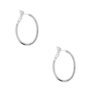 oval shape diamond hoop earrings