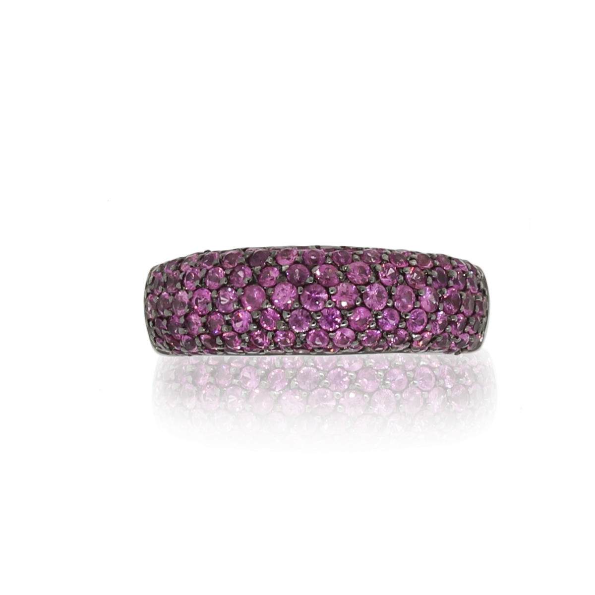 18k White Gold 2.04ctw Pink Sapphire Pave Ring