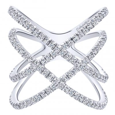 Gabriel & Co. LR50925W45JJ 14k White Gold 0.89ctw Diamond Layered Woven Ring