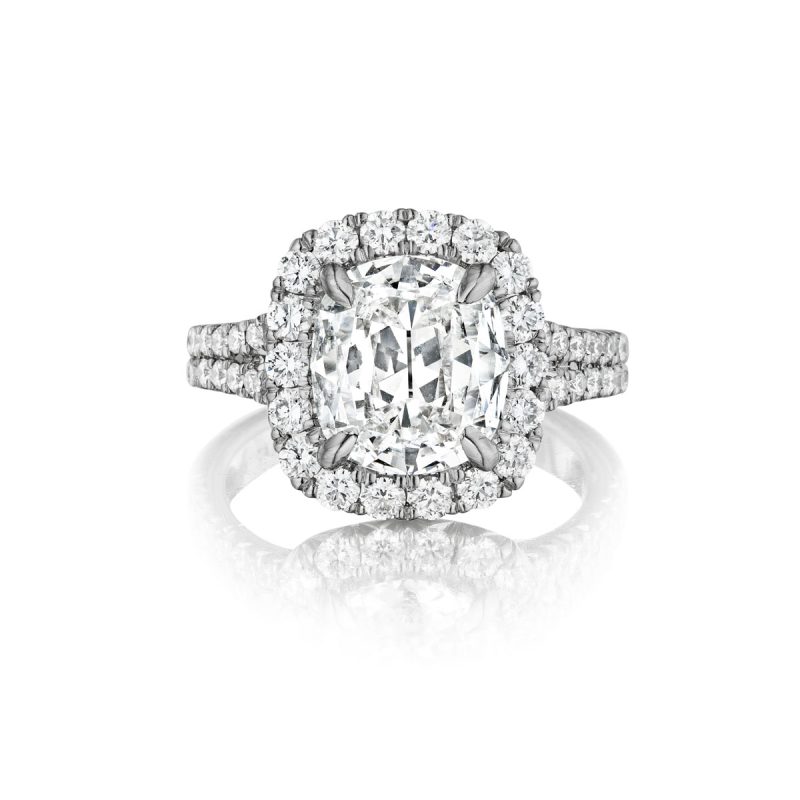 Henri Daussi AMDS823A 18k White Gold GIA Certified 1.02ctw Diamond Halo Engagement Ring