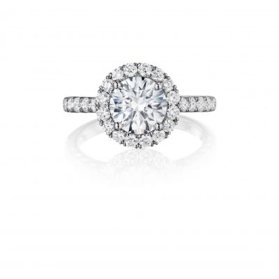 Henri Daussi BMDM92A 18k White Gold GIA Certified 1.70ctw Diamond Halo Engagement Ring