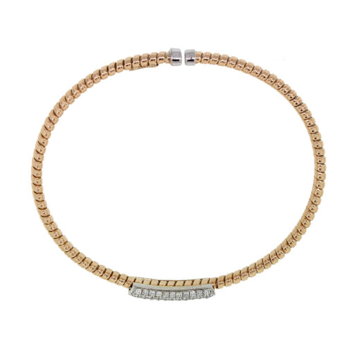 18k Two Tone 0.64ctw Diamond Cuff Bangle - Image 8