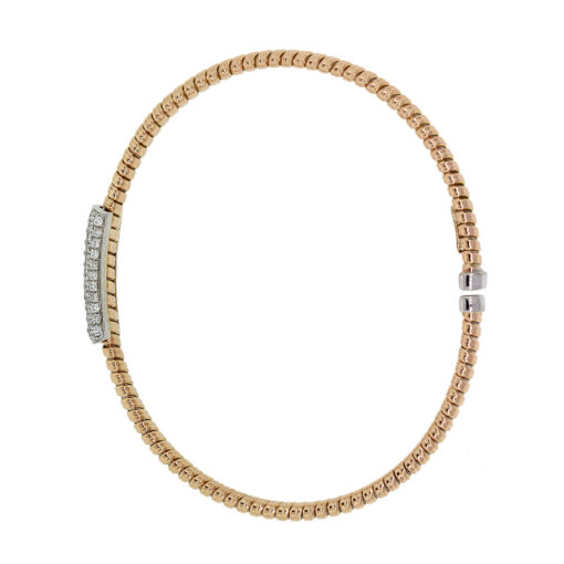 18k Two Tone 0.64ctw Diamond Cuff Bangle - Image 9