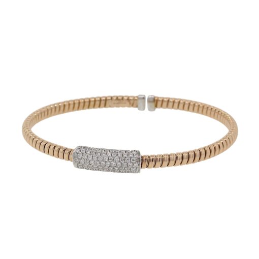 18k Two Tone 0.64ctw Diamond Cuff Bangle - Image 3