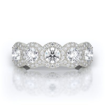 Henri Daussi R30H 14k White Gold 1.30ctw Diamond Halo Diamond Wedding Ring