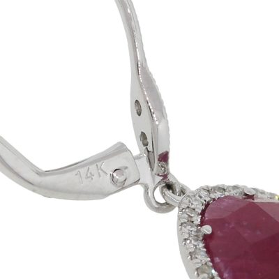 white gold diamond and ruby earrings