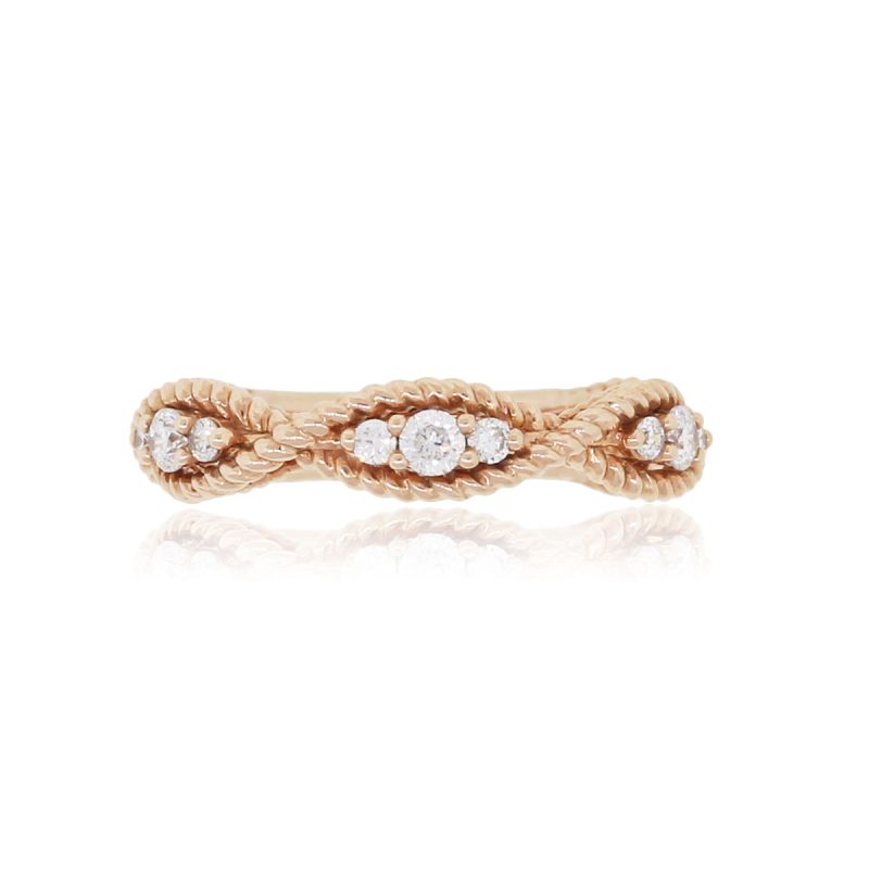 14k Rose Gold 0.60ctw Diamond Crescent Style Ring