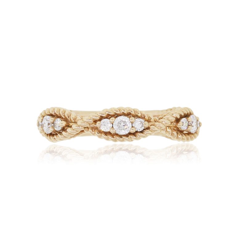 14k Yellow Gold 0.60ctw Diamond Crescent Style Ring