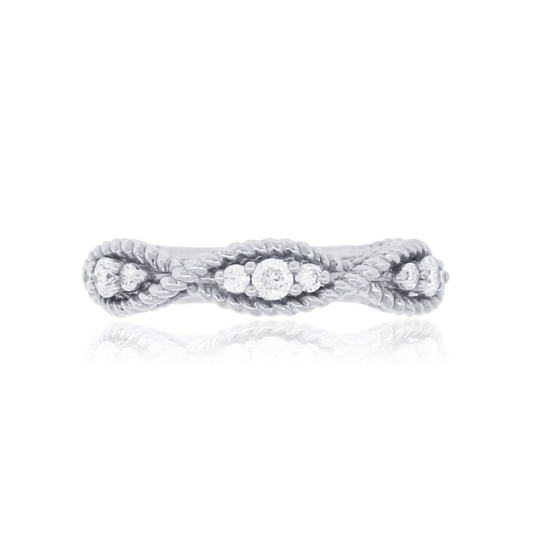 14k White Gold 0.60ctw Diamond Crescent Style Ring