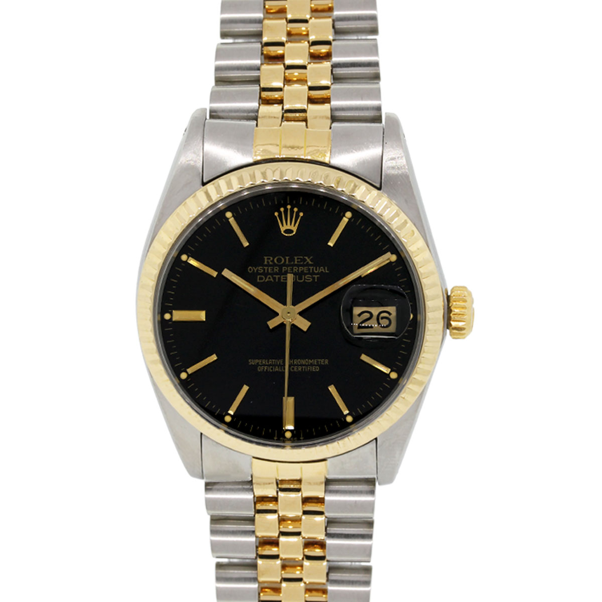 rolex datejust 36 two tone black dial