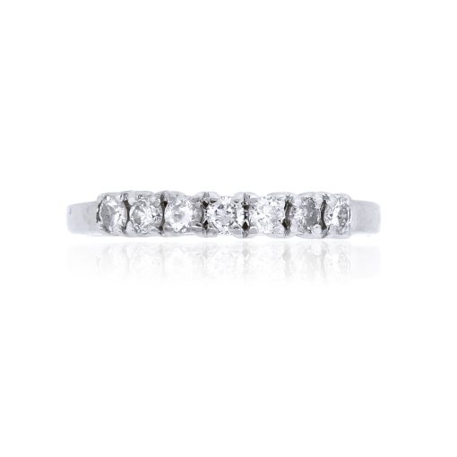 14k White Gold 0.21ctw Round Diamond Seven Stone Wedding Band