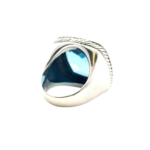 David Yurman Sterling Silver Blue Topaz & Diamonds Large Ring
