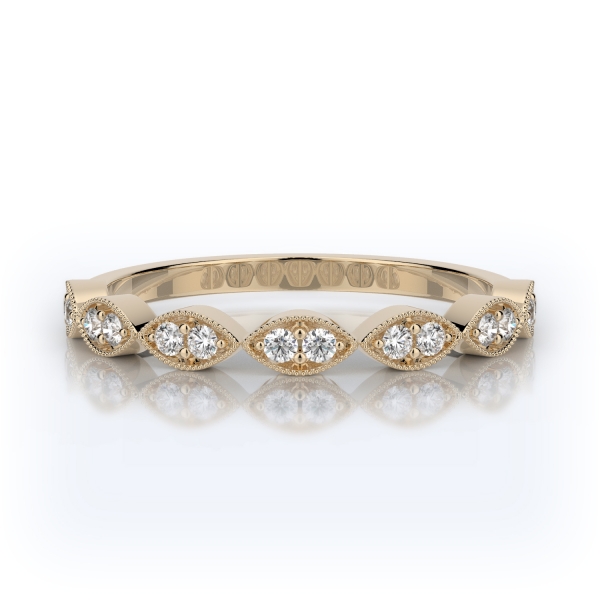 Henri Daussi R42-3HA 14k Yellow Gold 0.12ctw Round Brilliant Diamond Wedding Band