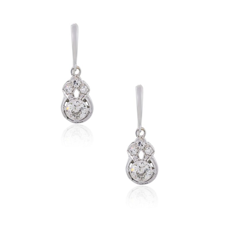 14k White Gold 1.25ctw Diamond Dangle Earrings