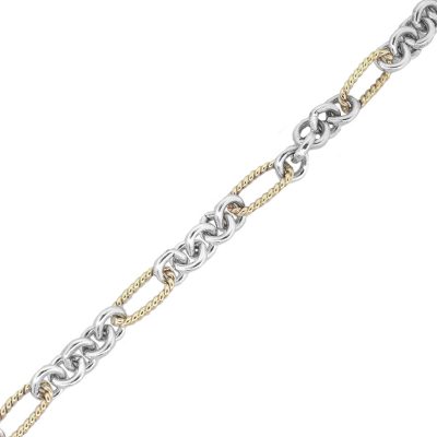 David Yurman 18k Two Tone Figaro Link Bracelet