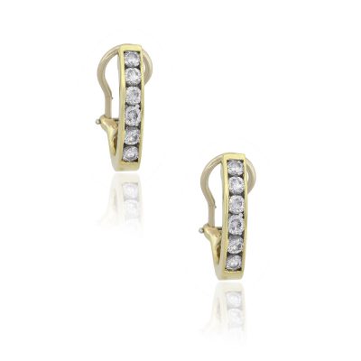 18k Yellow Gold 0.75ctw Round Diamond Huggie Earrings