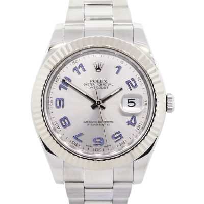 Rolex 116334 Datejust 41mm Blue Arabic Silver Dial Stainless Steel Watch