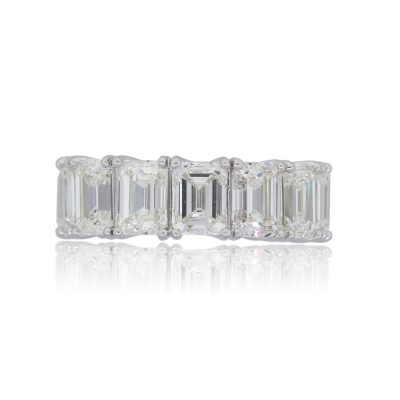 Platinum 14.19ctw GIA certified Emerald Cut Diamond Eternity Band