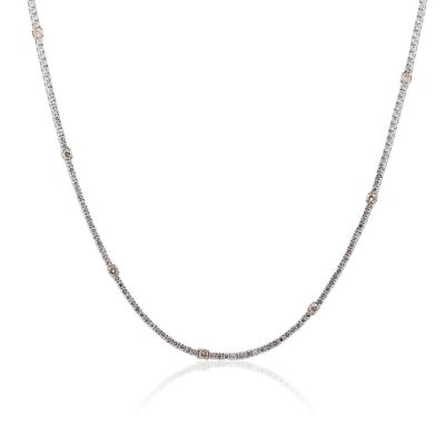 14k White and Rose Gold 6ctw Diamond Tennis Necklace
