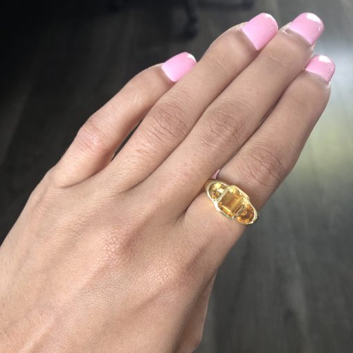 18k Yellow Gold Citrine 3 Stone Ring