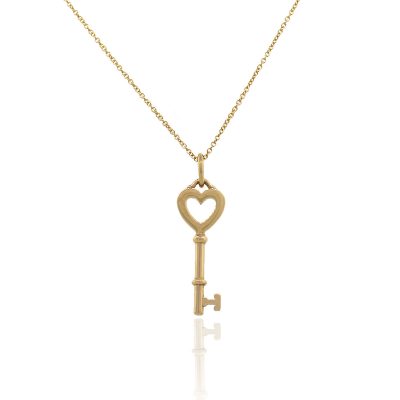 Tiffany & Co. 18k Rose Gold Key Pendant On Chain