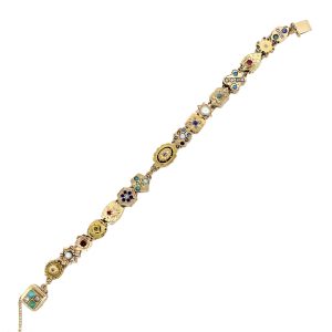 14k Yellow Gold Multicolor Gemstone Slide Bracelet