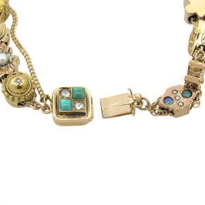 14k Yellow Gold Multicolor Gemstone Slide Bracelet